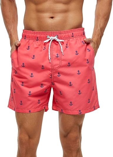 Mens Swim Trunks Quick Dry Boardshorts with Mesh Lining Above Knee Swimwear Bathing Suits