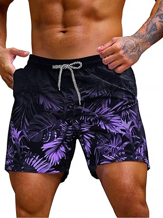 Men's Drawstring Waist Swim Trunks Beach Shorts
