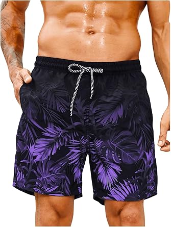 Men's Drawstring Waist Swim Trunks Beach Shorts