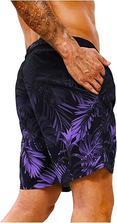 Men's Drawstring Waist Swim Trunks Beach Shorts