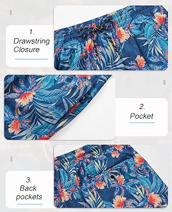 4 Pcs Mens Swim Trunks with Compression Lined Short Bathing Suits for Men 5 Inch Inseam Liner Men's Swimming Trunk