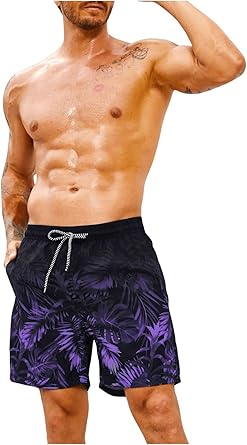 Men's Drawstring Waist Swim Trunks Beach Shorts