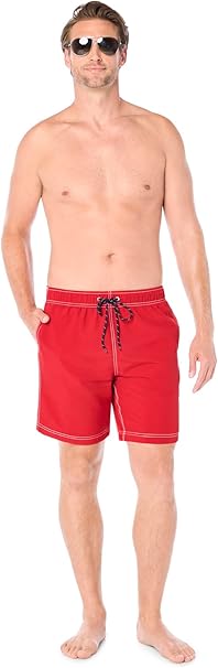 Men's Standard Solid Quick Dry Classic Logo Swim Trunk