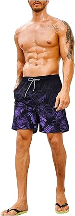 Men's Drawstring Waist Swim Trunks Beach Shorts