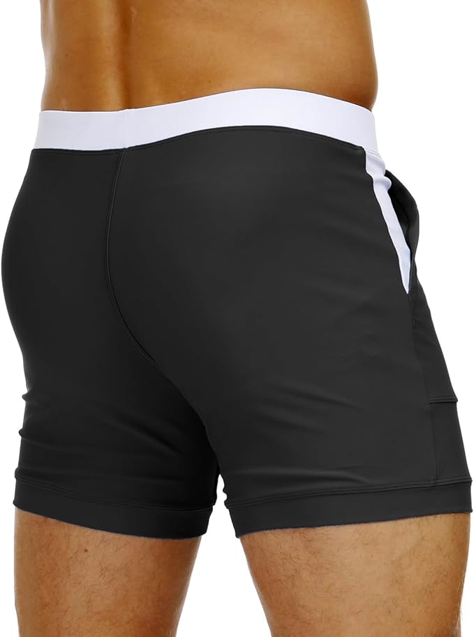 Men's Stretchy Quick-Dry Swim Trunks, 4" Inseam Swimming Shorts with Pockets for Aquatic Sports