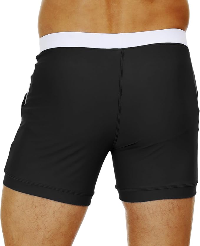 Men's Stretchy Quick-Dry Swim Trunks, 4" Inseam Swimming Shorts with Pockets for Aquatic Sports