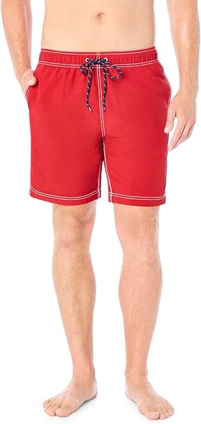Men's Standard Solid Quick Dry Classic Logo Swim Trunk